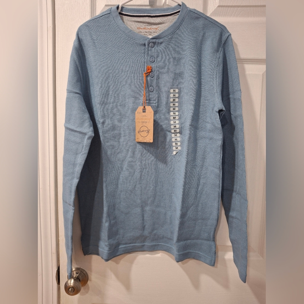 Weatherproof Men's Long Sleeve Henley - Sky Blue